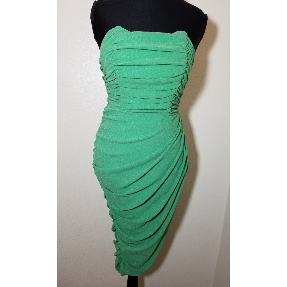 Rare London Womens Sz 0 Green Sparkle Strapless Dress Prom HOCO Formal NWT